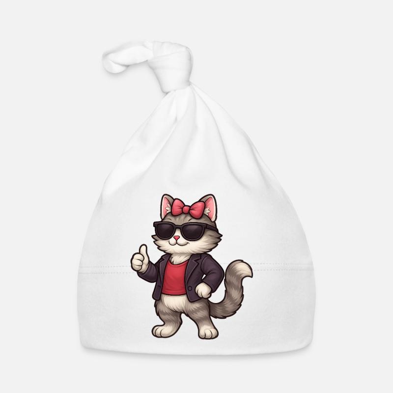 Cool cat with leather jacket Organic Baby Cap