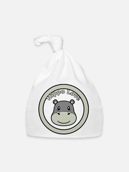 Hippo Love Hippo Logo Badge - Bonnet bio Bébé - blanc - Devant