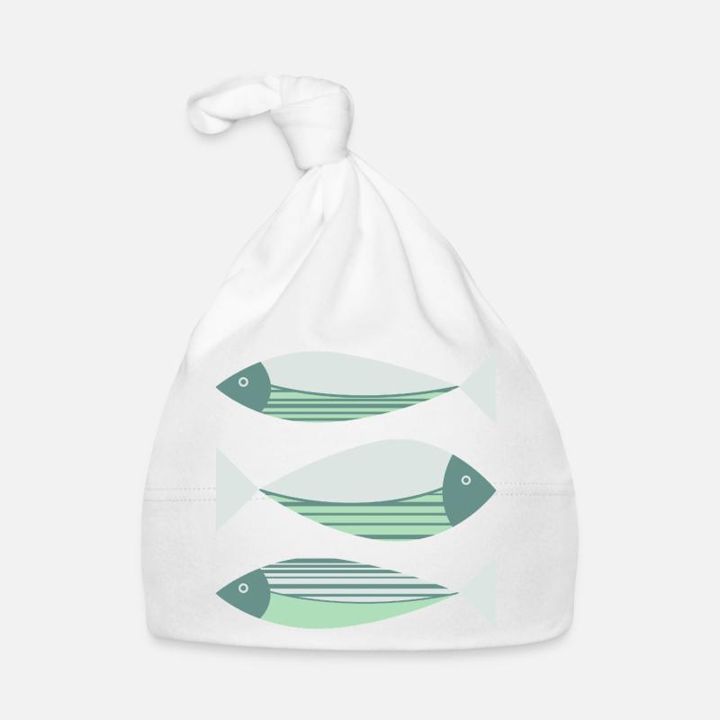 Illustrated Graphic Fish Green Organic Baby Cap