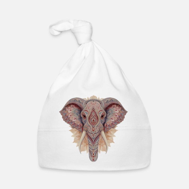 Delicate mandala elephant with feminine style Organic Baby Cap