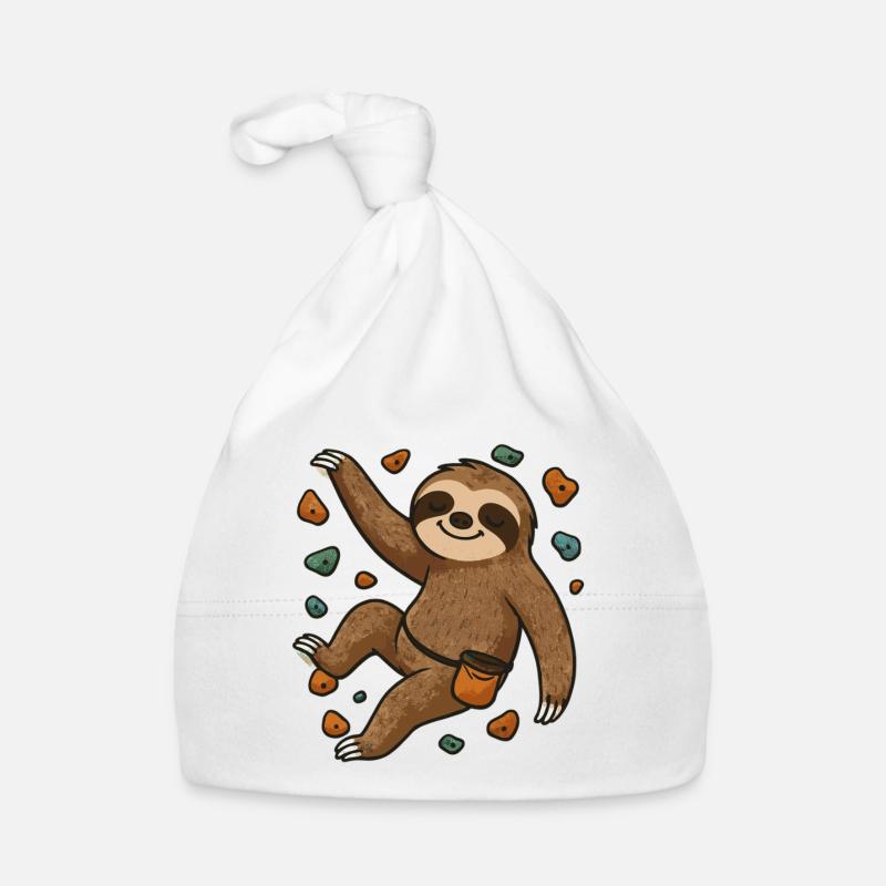 Funny Bouldering Shirt with Sloth Organic Baby Cap