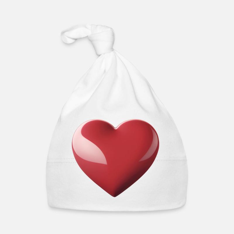 Heart Gloss Red – Heart Symbol Pattern Organic Baby Cap