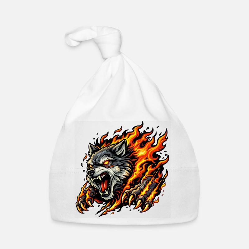 Wolf In Flame Eruption Organic Baby Cap