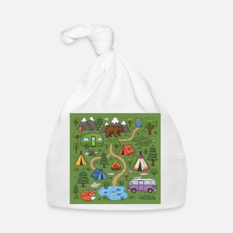 Waldcamping Abenteuer Illustration Baby Bio-Mütze