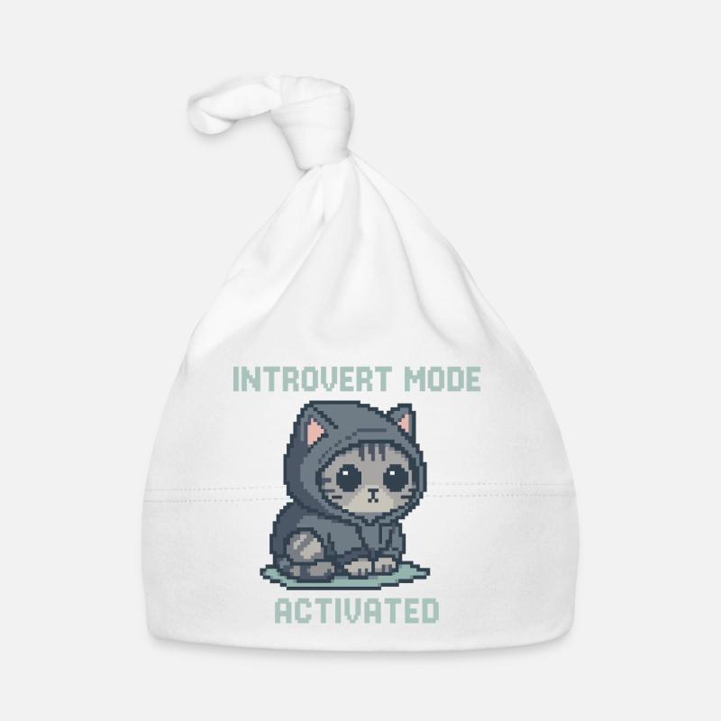 Mode Introverti – Chat à capuche dans le style Pixel Bonnet bio Bébé
