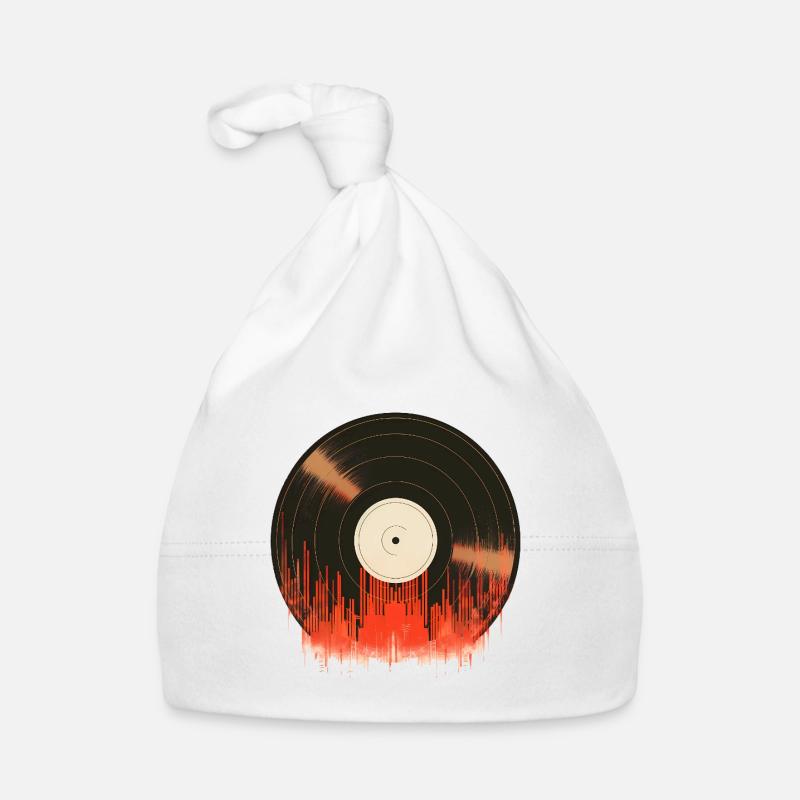 Retro Vinyl Record with Sound Waves Organic Baby Cap
