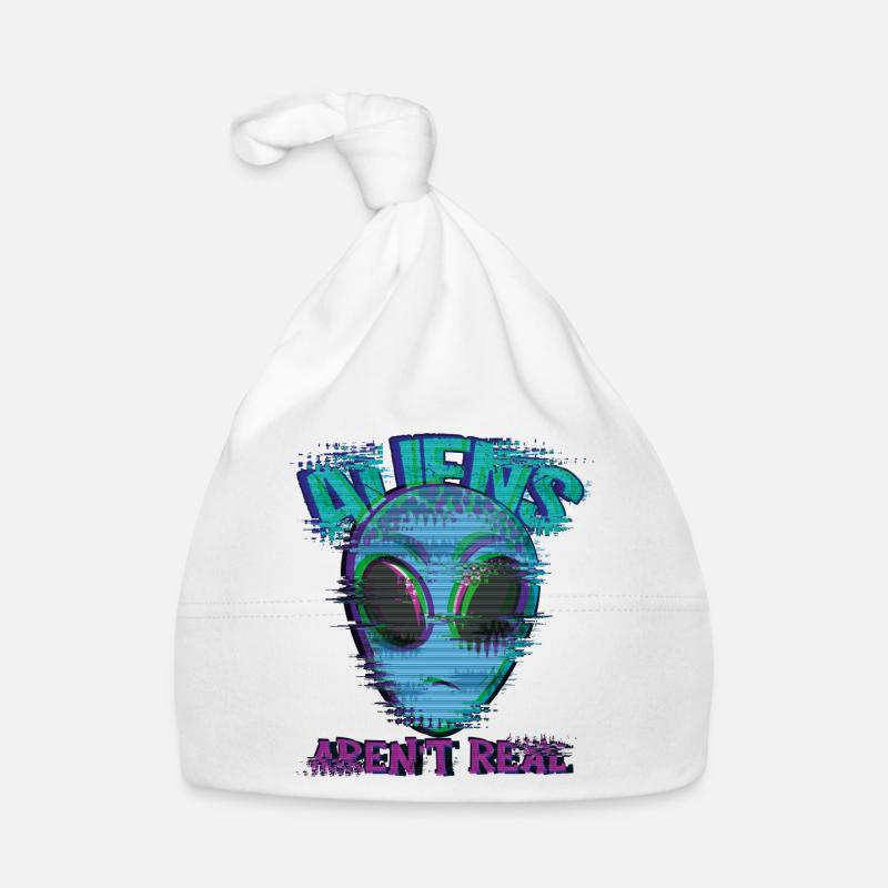 Weird Isn't Real Alien Glitch - Organic Baby Cap - white