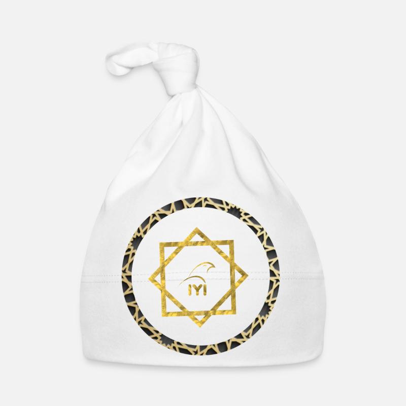 Geometric gold logo with pattern frame - Organic Baby Cap - white