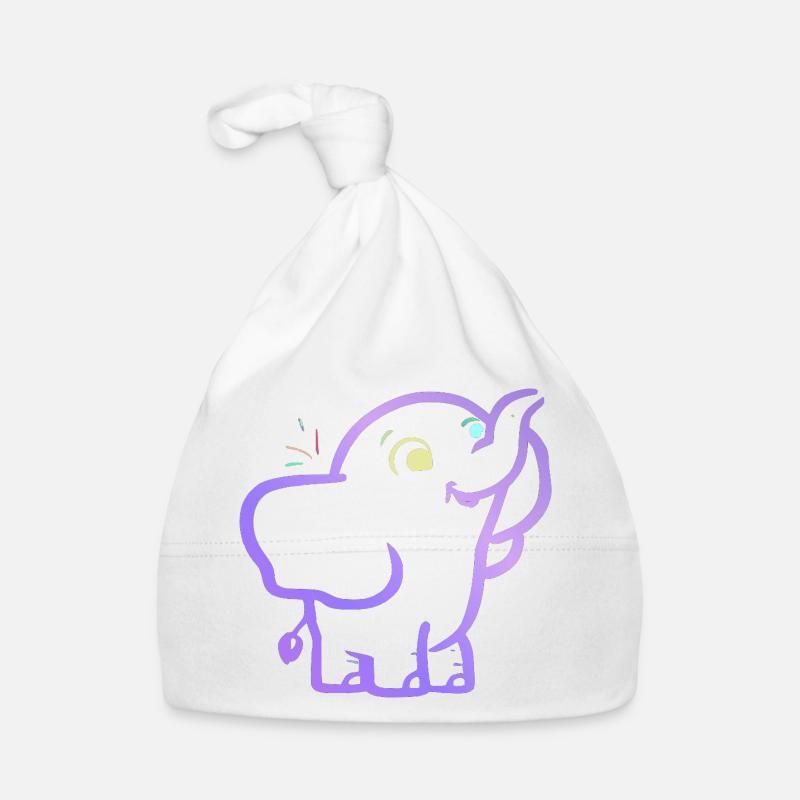 Éléphant outline violet joyeux Bonnet bio Bébé