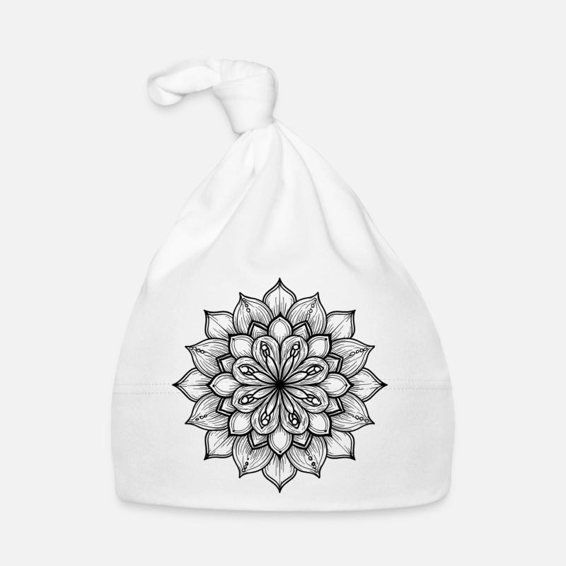 Blüten-Mandala, Symbol der Harmonie, Blumenlogo Baby Bio-Mütze