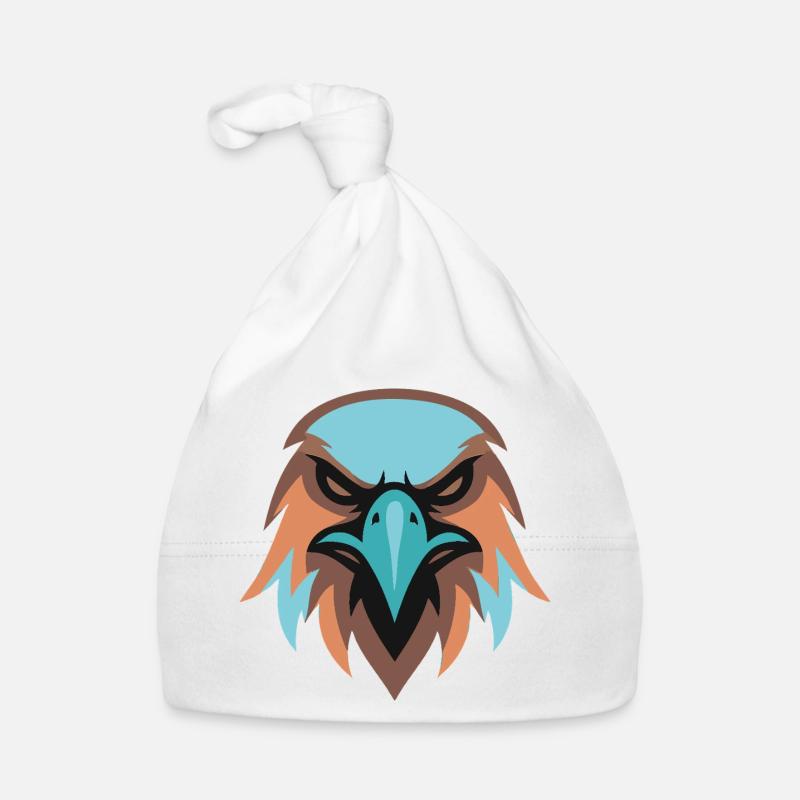 Tête d’aigle brun turquoise Bonnet bio Bébé