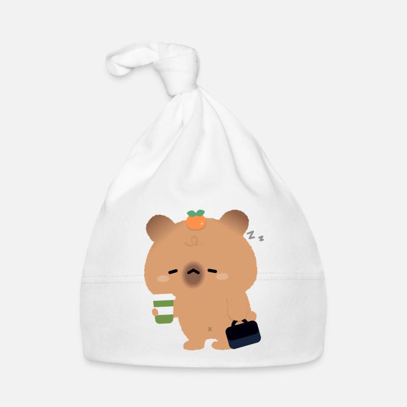 Capybara fatigué avec café Bonnet bio Bébé