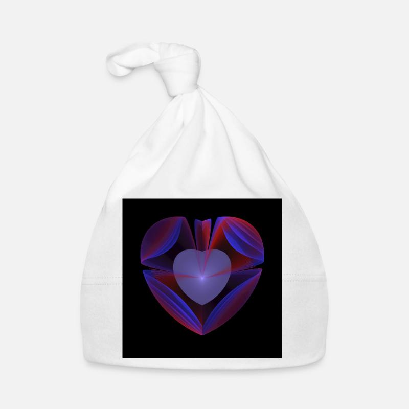 Rubans en forme de cœur néon - Bonnet bio Bébé - blanc