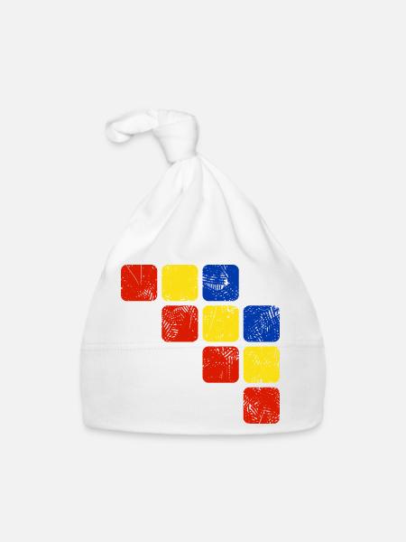 Farben Ornament Muster - Grundfarben - Baby Bio-Mütze - Weiß - Vorne