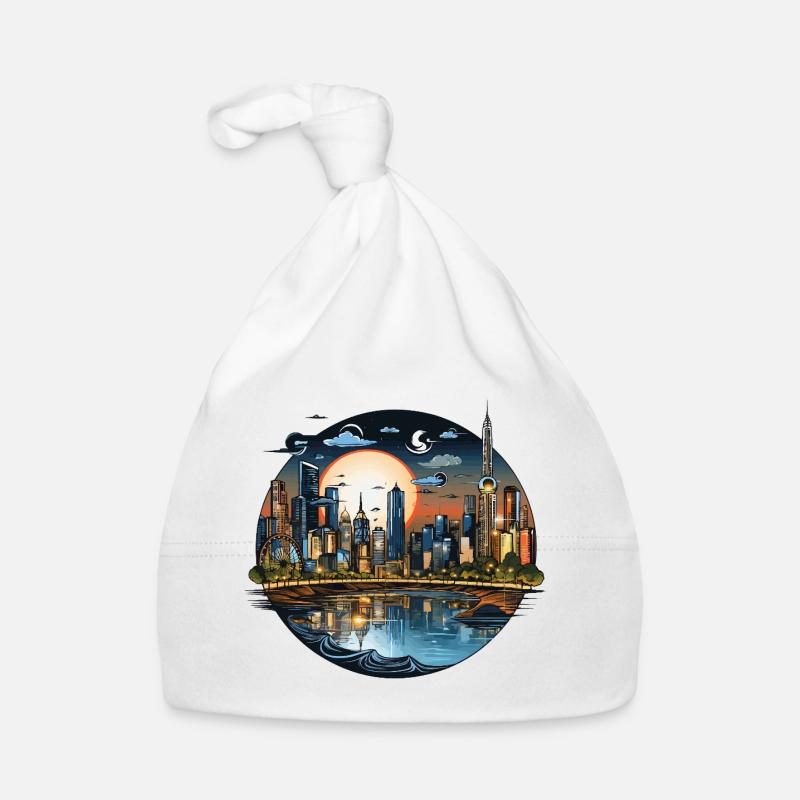 Abendsonnenstadt Skyline CirkelDesign Baby Bio-Mütze