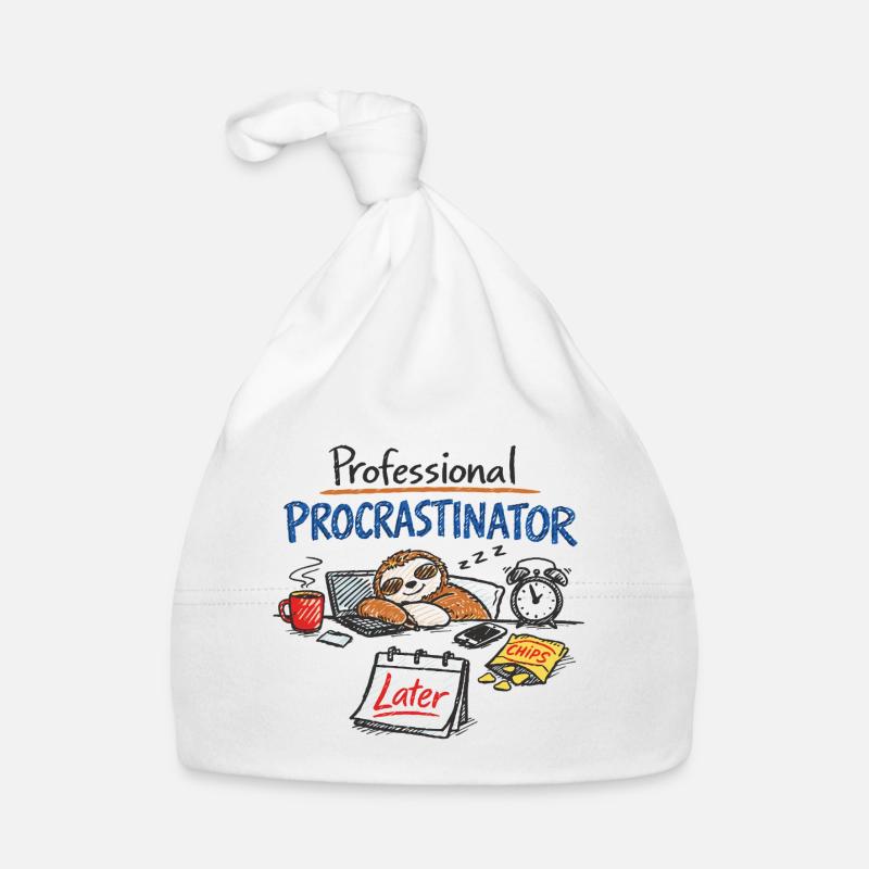 Procrastination professionnelle – Déclaration du bureau de la paresse - Bonnet bio Bébé - blanc