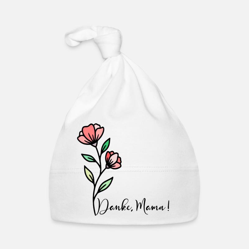 Muttertag Blumen Danke Mama - Baby Bio-Mütze - Weiß
