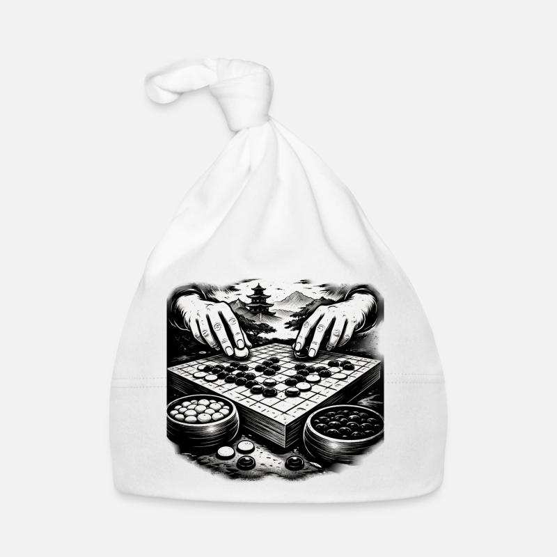 Go Board Game – Zen Strategy Illustration Organic Baby Cap