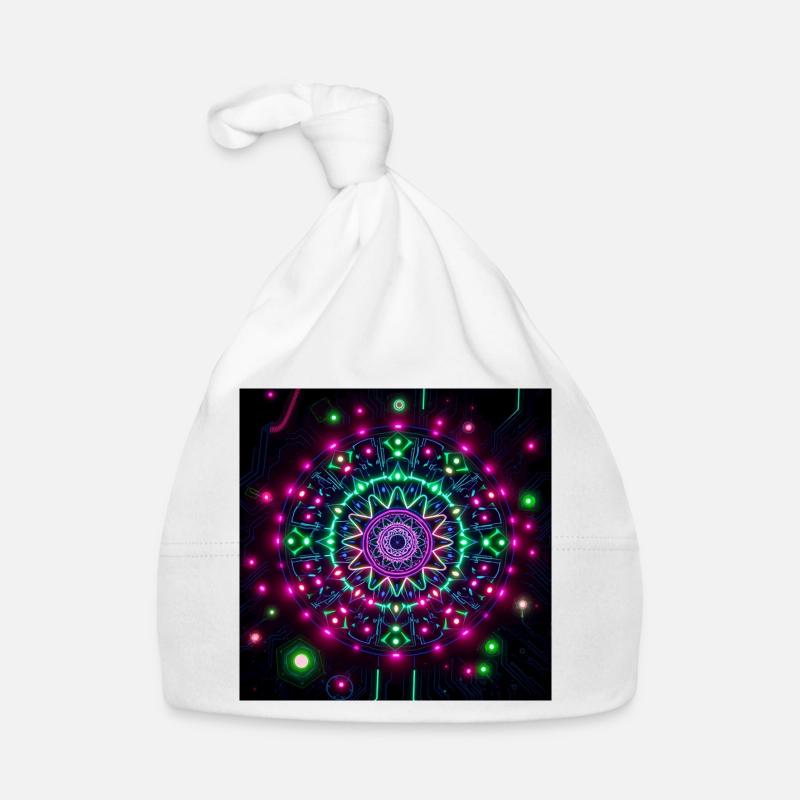 Neon Mandala Cyber Galaxy Pattern Organic Baby Cap