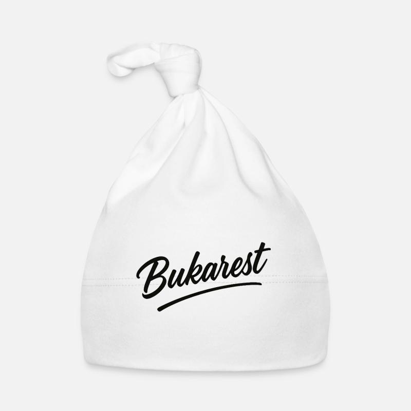 Bucharest Script Vintage Logo - Organic Baby Cap - white