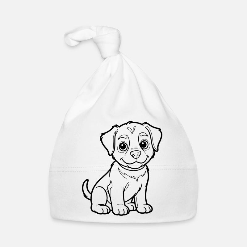 Illustration de plan de petit chiot Bonnet bio Bébé