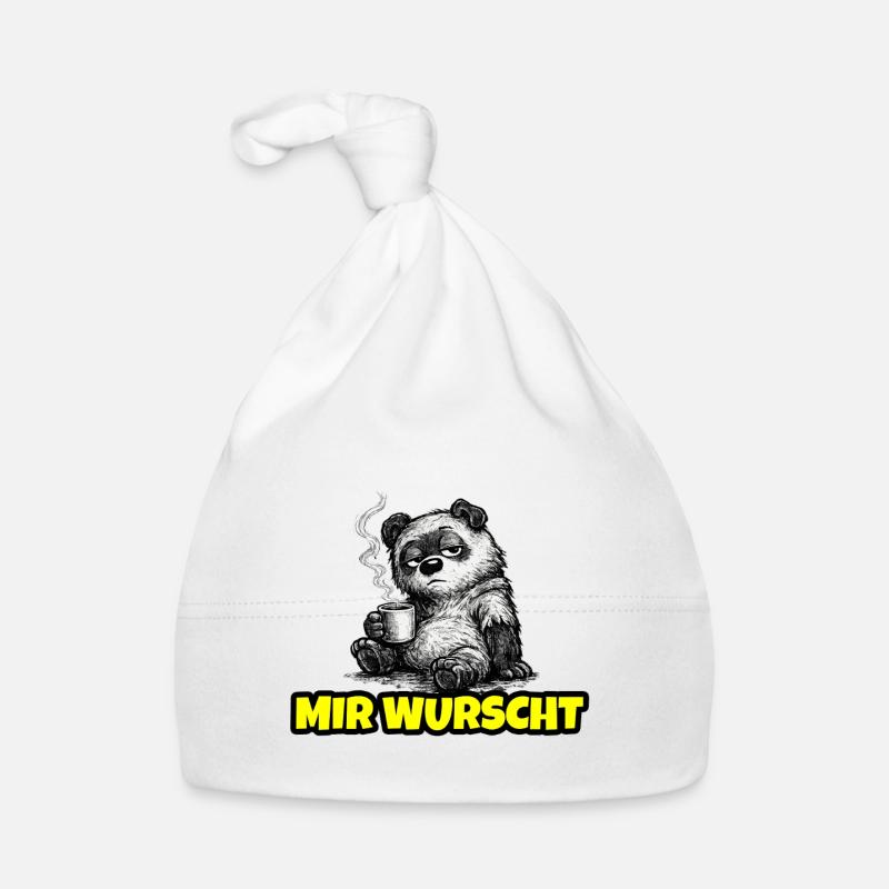 I don't care – Grumpy Bear with Coffee (Sketch) Organic Baby Cap