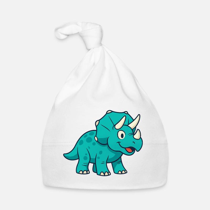Le joyeux Dino Triceratops - Bonnet bio Bébé - blanc