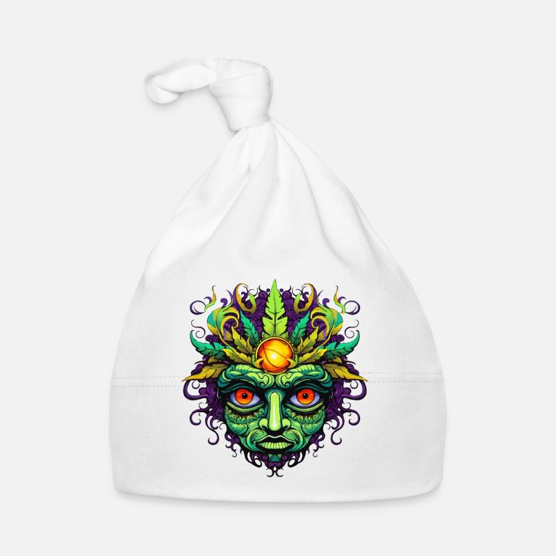 Masque psychédélique visage avec couronne de soleil Bonnet bio Bébé