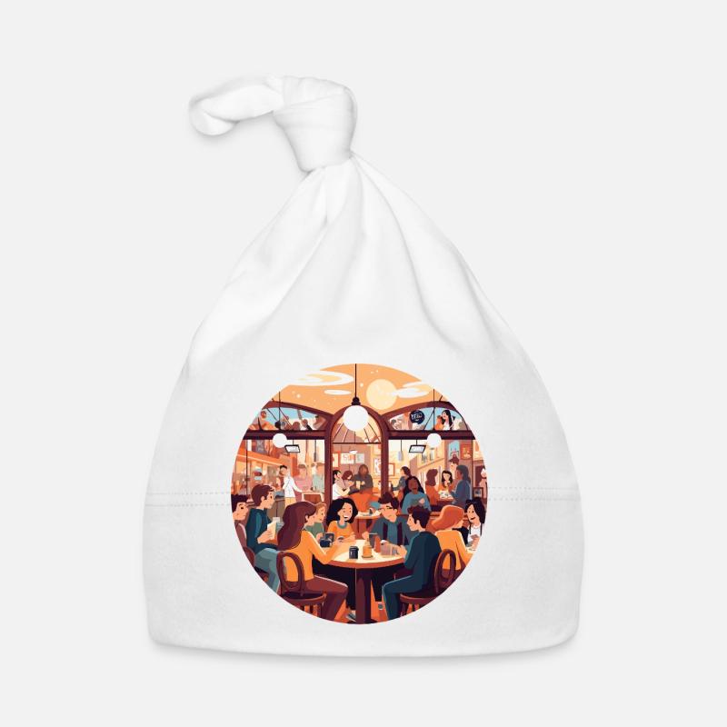 Cafe conversations in the evening light Organic Baby Cap