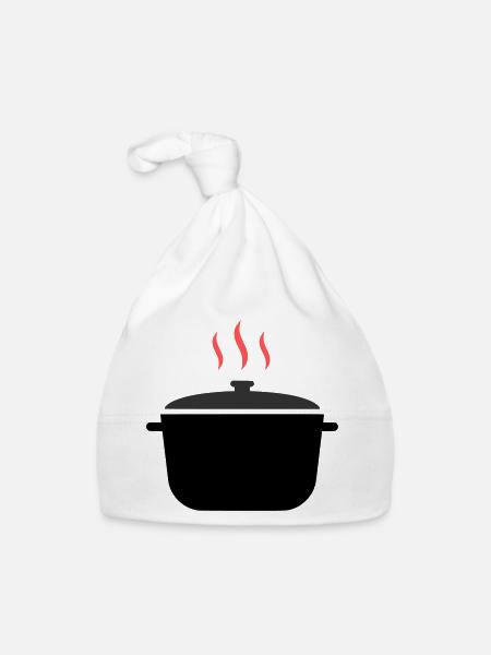 Kochtopf Dampf Kochen - Baby Bio-Mütze - Weiß - Vorne