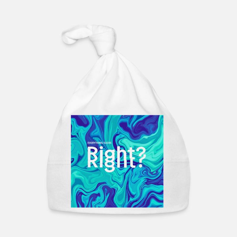 Right? Marbled Blues Typography Organic Baby Cap