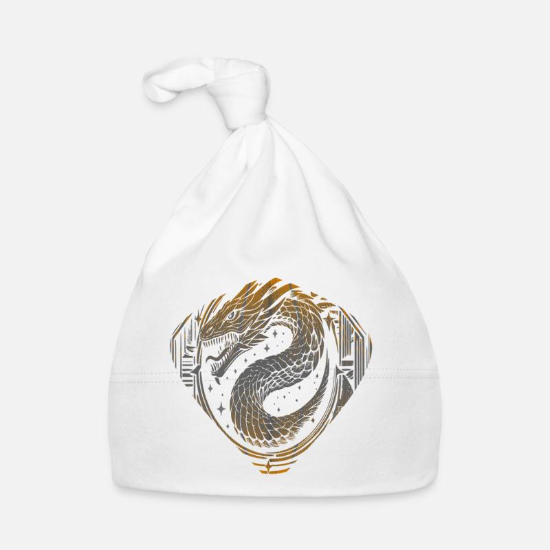 Celestial Dragon Serpent – Kosmisches Gold & Silber Baby Bio-Mütze