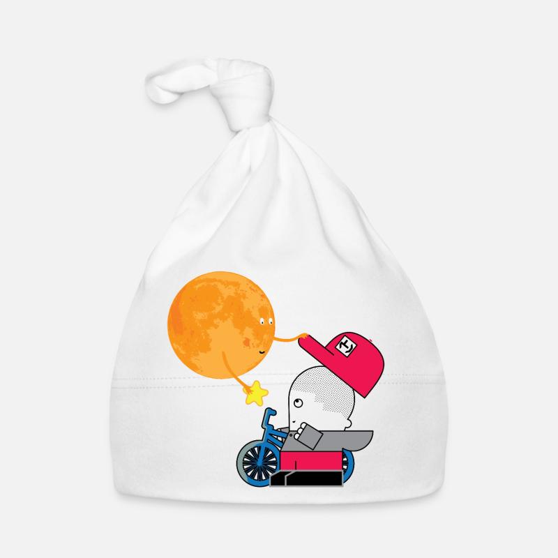 Cadeau du soleil au cavalier sur roues - Bonnet bio Bébé - blanc