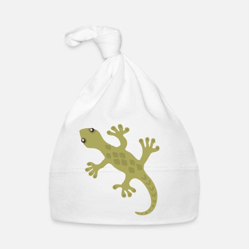 Lime Gecko Silhouette Pattern Organic Baby Cap
