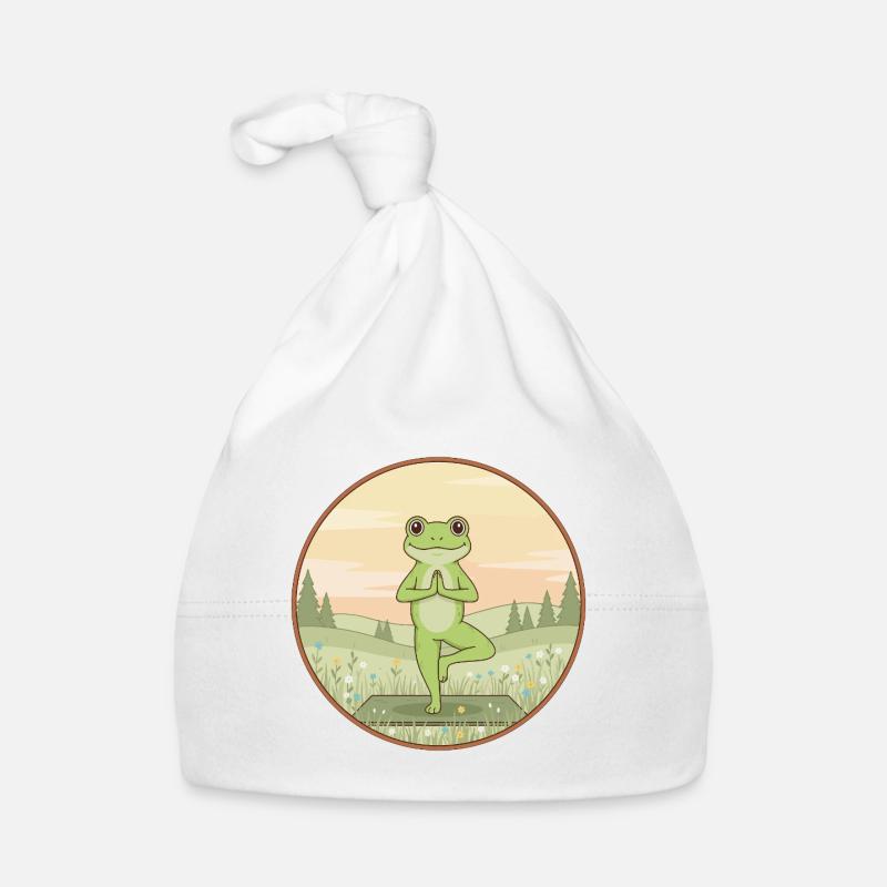 Yoga Frog Amphibian Doing Tree Pose Organic Baby Cap