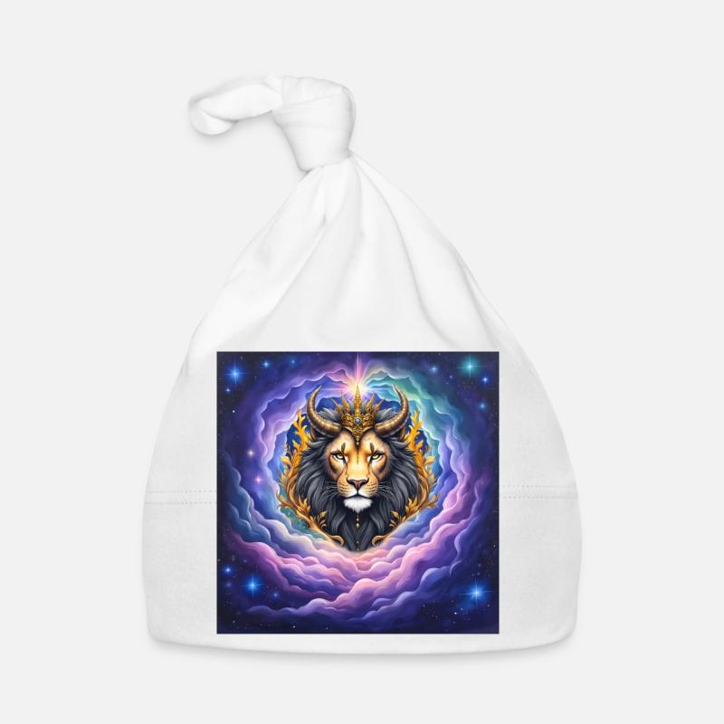 Celestial Lion with Golden Crown Organic Baby Cap