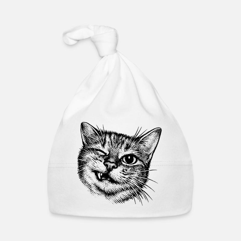 Witzige Katze – Zwinkerndes Halftone Motiv Baby Bio-Mütze