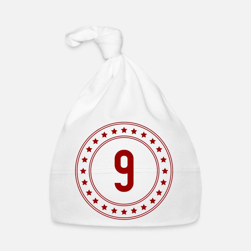 Roter Sternenring mit Zahl 9 Baby Bio-Mütze
