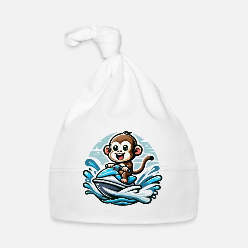 Monkey on Jet Ski Adventure Organic Baby Cap