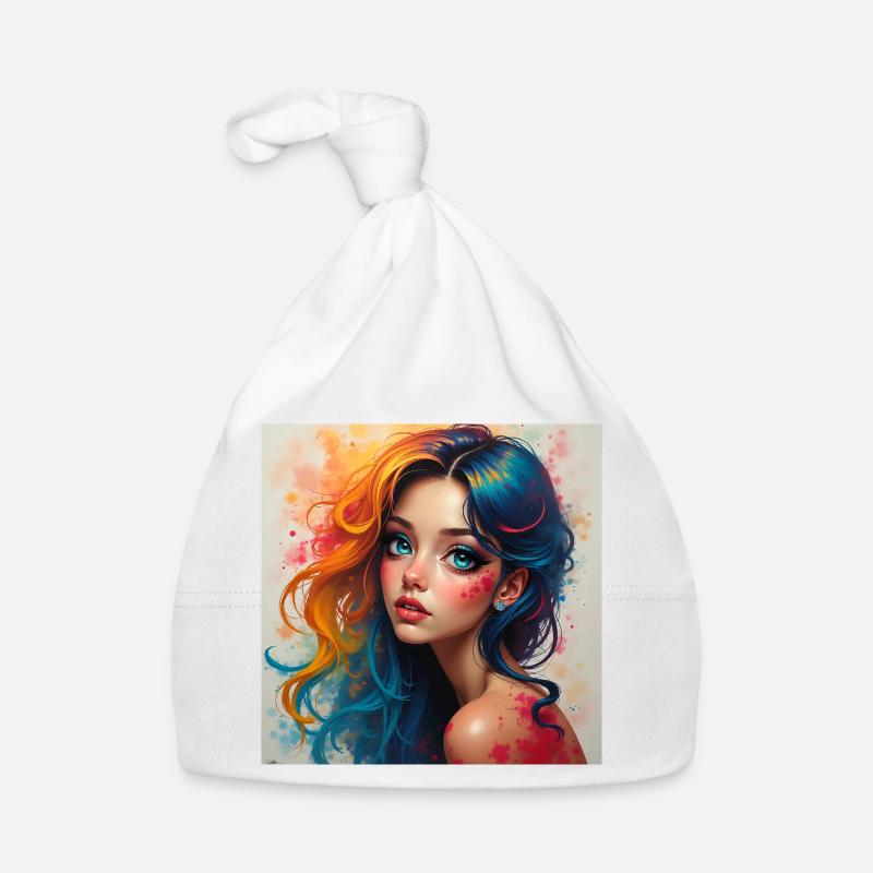 Éclaboussure de portrait de cheveux arc-en-ciel Bonnet bio Bébé