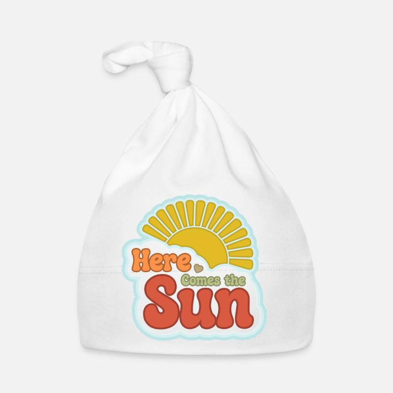 Here Comes the Sun – rétro des années 60 - Bonnet bio Bébé - blanc