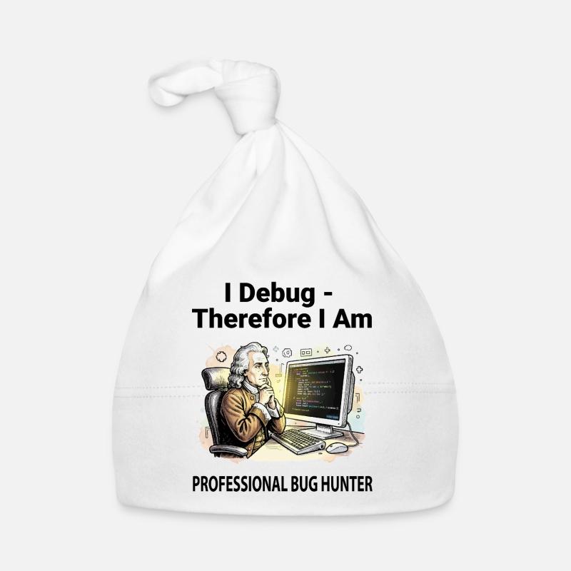 Retro Scholar at Coding Console - light background Organic Baby Cap