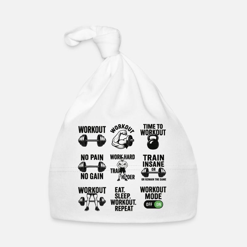 Power Gym Black Patterns Workout Organic Baby Cap