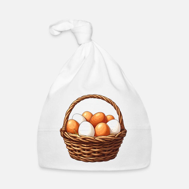 Panier d’œufs bruns et blancs Bonnet bio Bébé