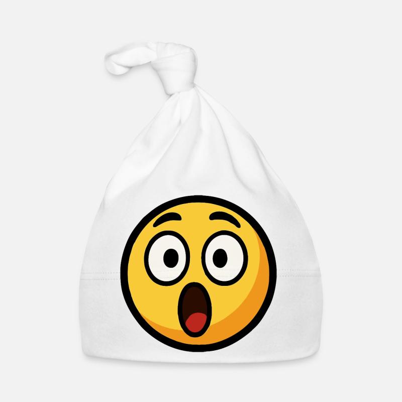 Scared Emoticon Pronounced Face Organic Baby Cap