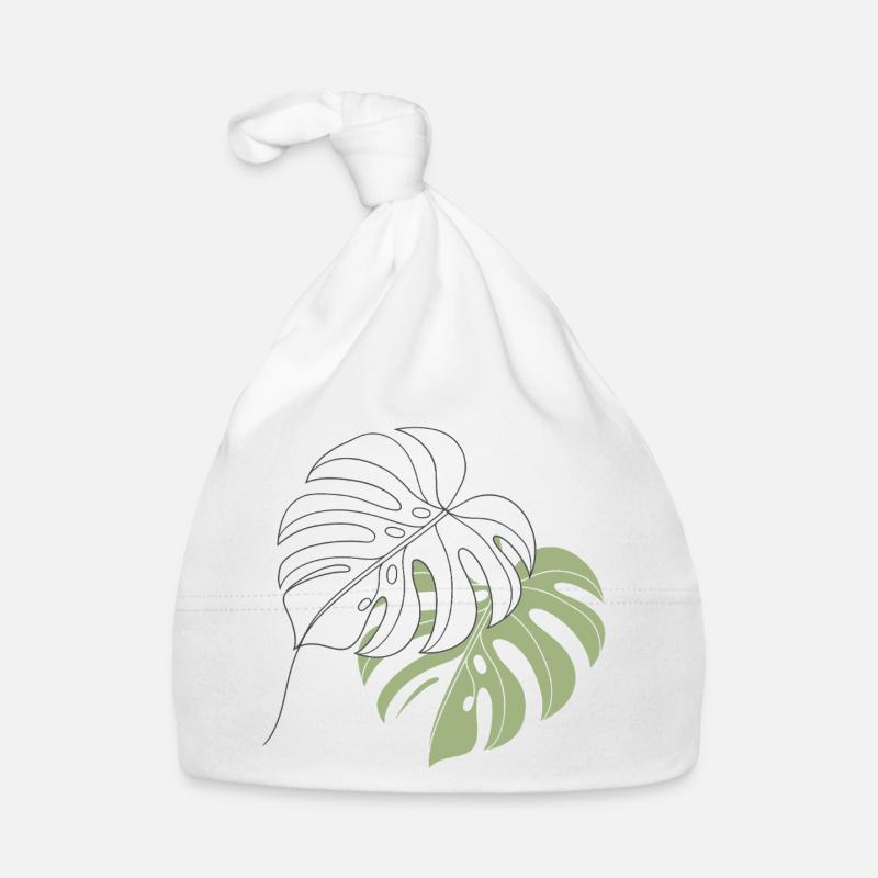 Monstera Leaf Line Art Illustration Organic Baby Cap
