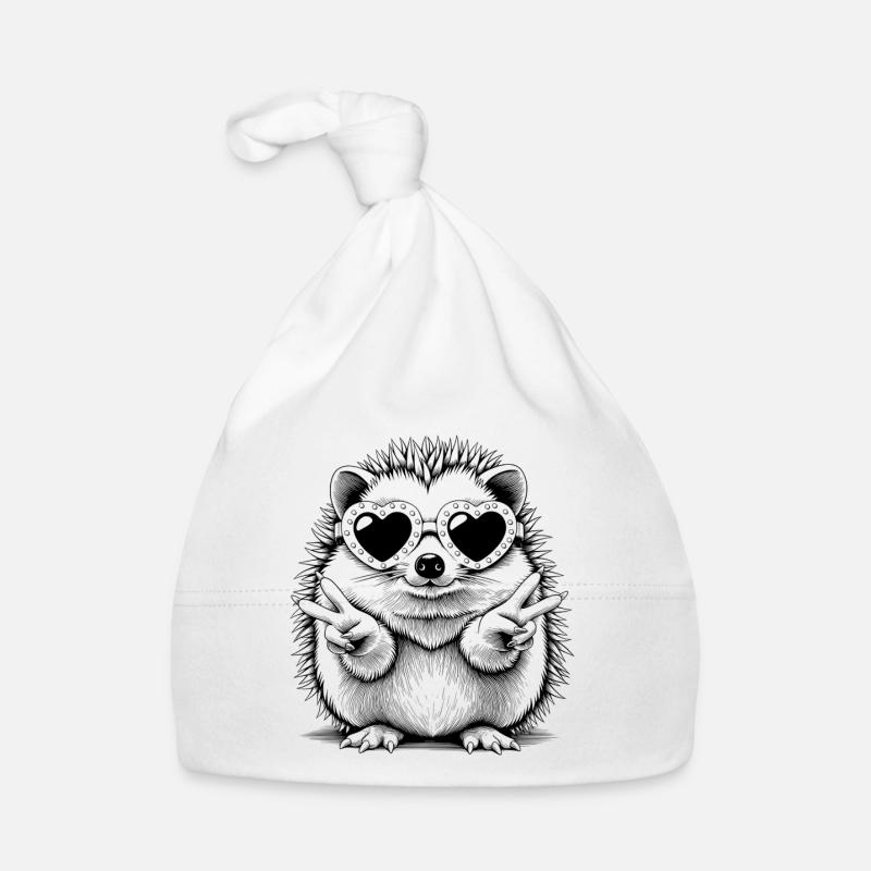 Cooler Igel mit Herzbrille Baby Bio-Mütze