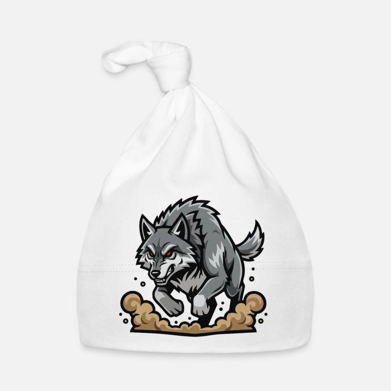 Wild Gray Wolf Charge Maskottchen-Wolf-Lauf Baby Bio-Mütze