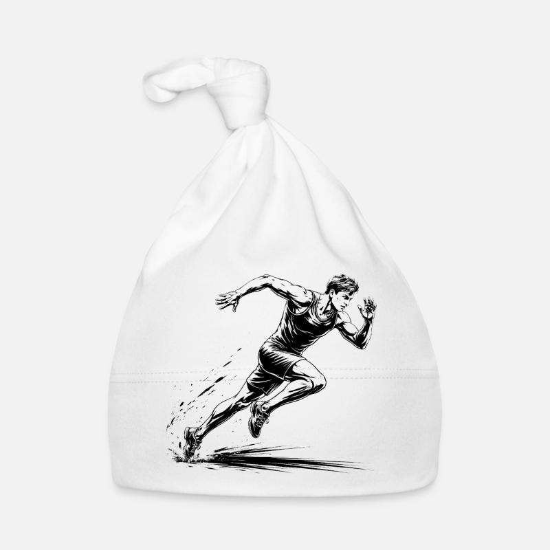 100m Sprinter Action Illustration Baby Bio-Mütze