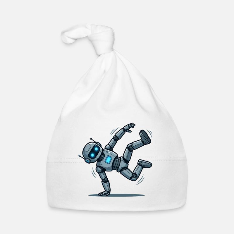 3 Le Robot Danseur Breakdance - Bonnet bio Bébé - blanc